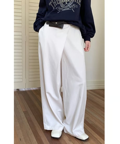 asymmetry cross wide pants + belt set/3color　IR1574