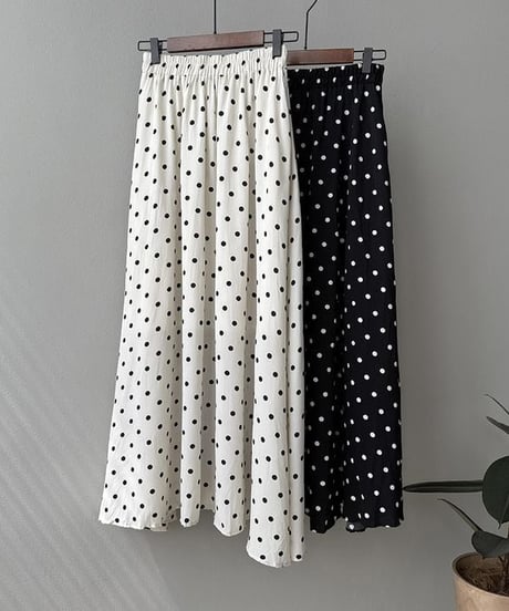 dot pattern flare long skirt /2color　　IR1648