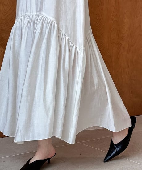 v-neck hem flare onepiece /2color　　IR1591