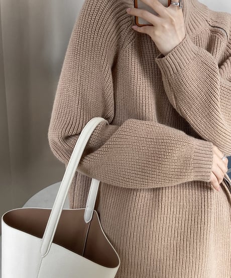 side zip high neck knit　　IR1459