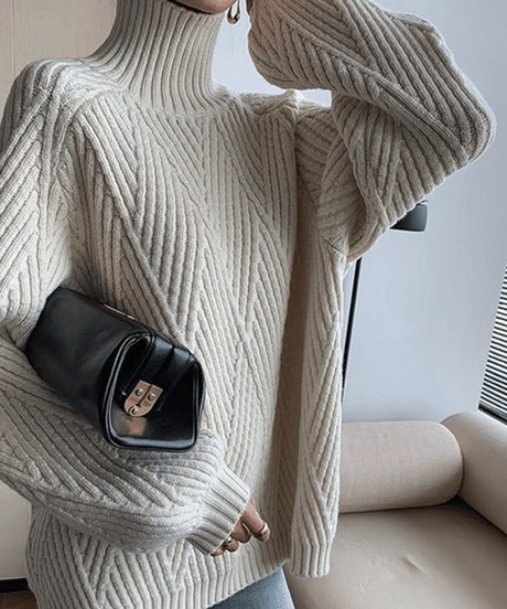 high neck diamond shape knit /2color　　IR1505