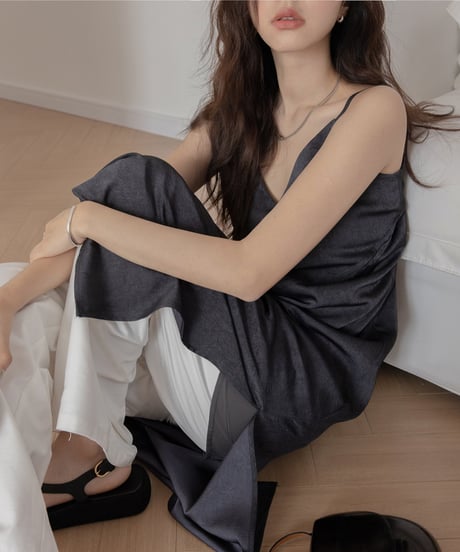 washed cotton feel loose drape pants　IR1381