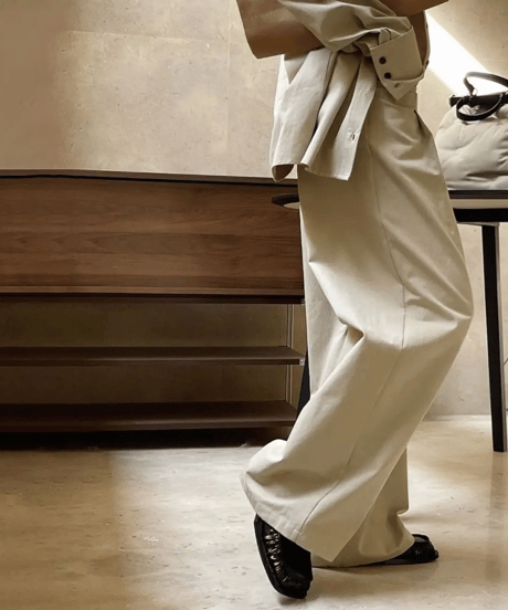 tucked wide leg pants /2color　　IR1531