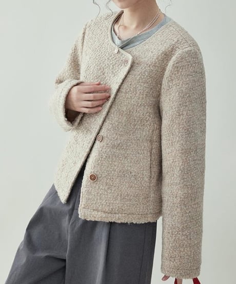 round neck button short jacket　　IR1568