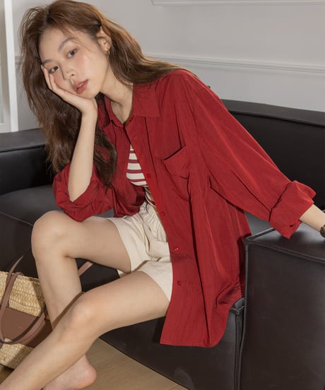 loose lapel cotton shirt　　IR1343