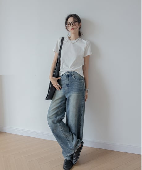 damage straight denim　　IR1347