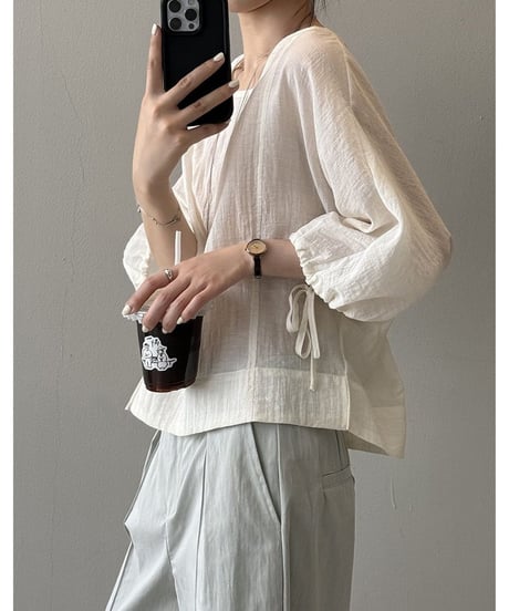 natural balloon sleeve blouse /2color　　IR1669