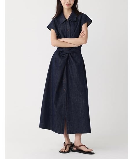 twist front denim onepiece　　IR1665