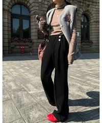 side button tuck wide pants /2color　IR1567