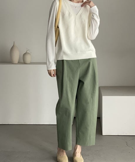 wide leg casual tuck pants /4color　　IR1604