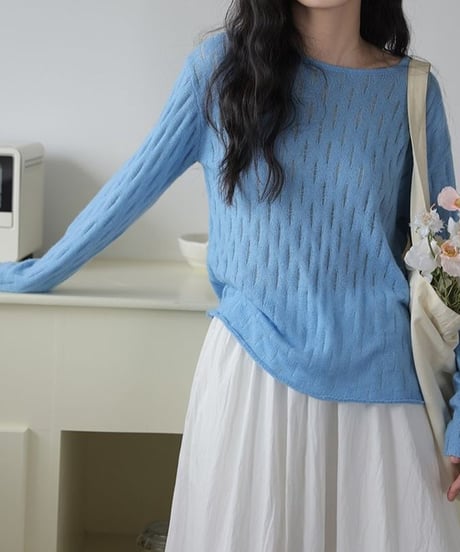 round neck mesh sheer knit　　IR1456