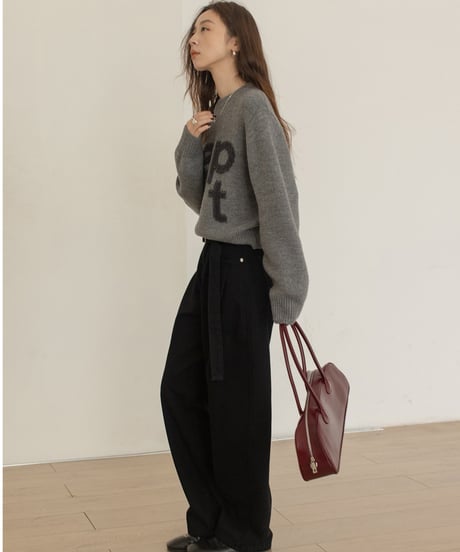 loose straight belt pants /3color　　IR1583
