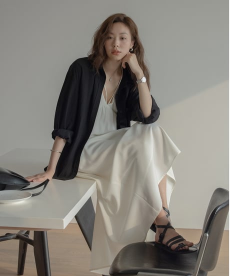 loose lapel cotton shirt　　IR1343