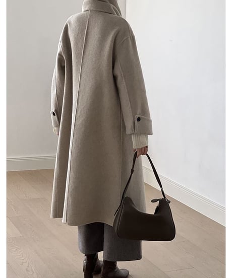 【完売】collarless long coat+scarf set /2color　　IR1553