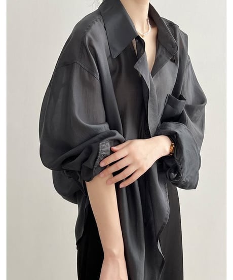 draped sheer big shirt /3color　　IR1609