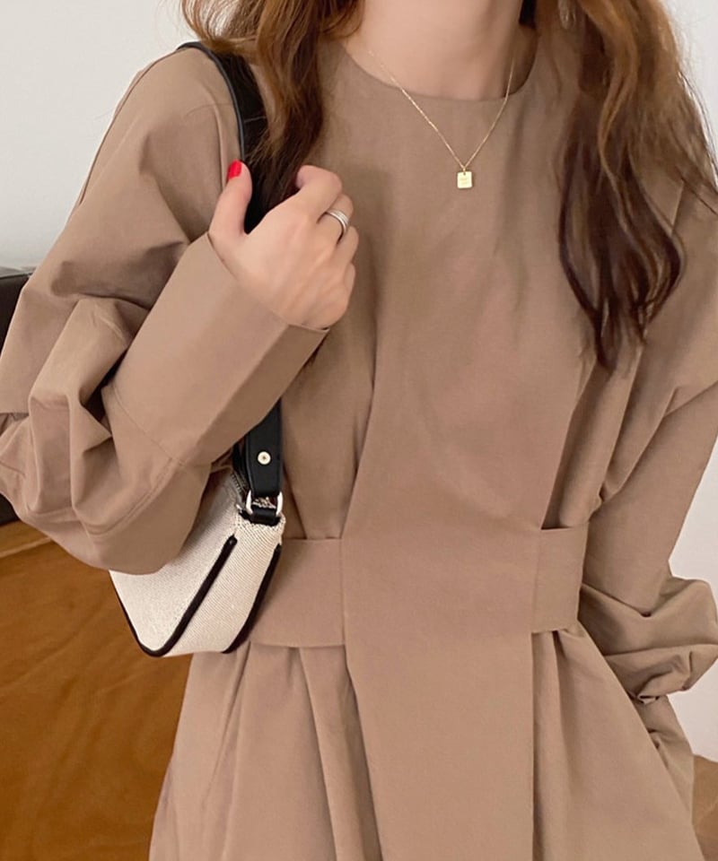 waist belt side slit one piece /3color IR1535