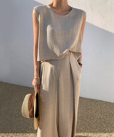 sleeveless tops&wide pants setup　　IR1377