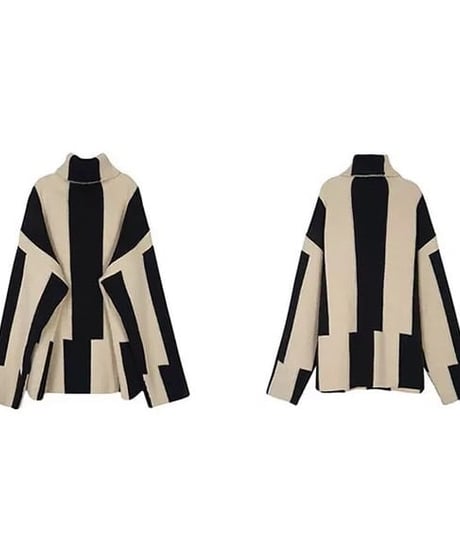 【完売】bicolor high neck knit　　IR1460