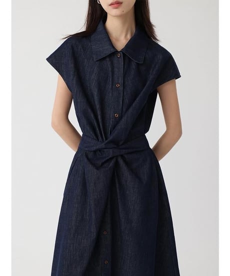 twist front denim onepiece　　IR1665