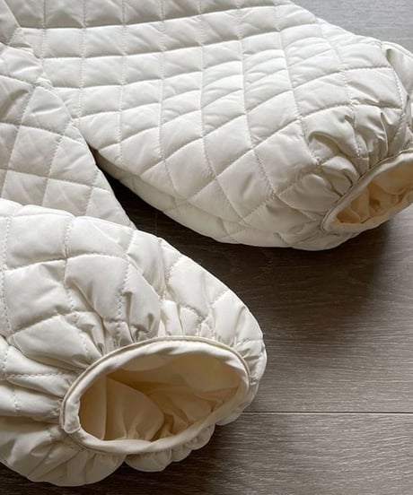 collarless quilted long coat /2color　IR1566