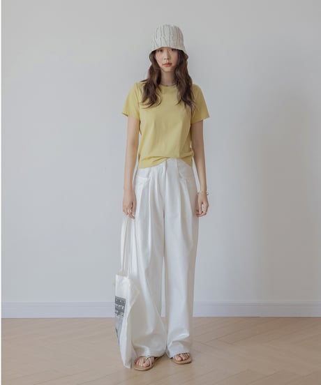 washed cotton feel loose drape pants　IR1381