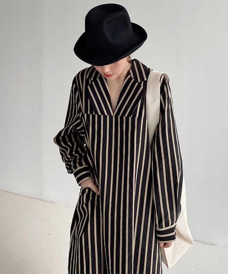 v-neck stripe one piece IR1493 | irumoon v-neck stripe one piece IR1493 | irumoon
