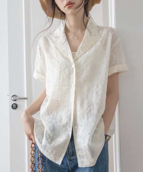 loose jacquard tencel shirt　　IR1445