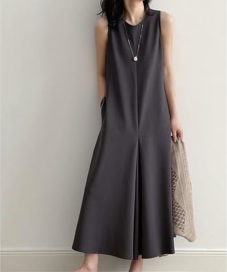 front tuck sleeveless op /2color　　IR1634