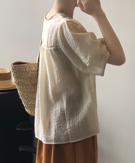 puff sleeve lace blouse　　IR1450