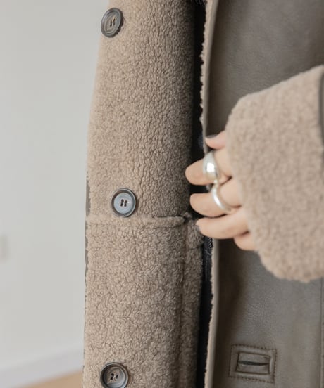 leather boa reversible 2-way coat /2color　　IR1556