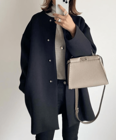 collarless medium coat /3color　　IR1529