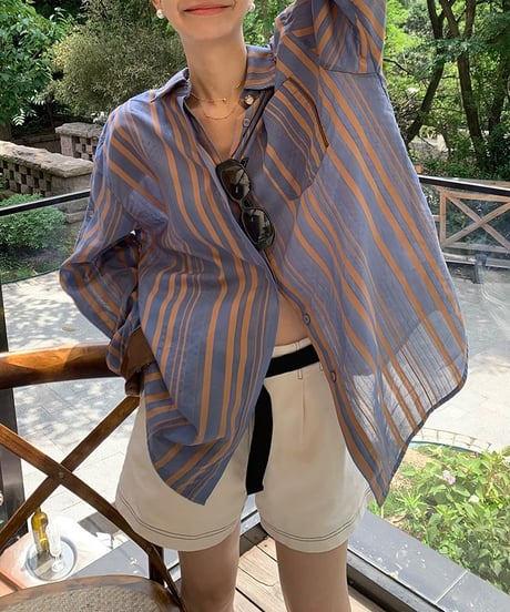bi-color striped shirt　IR1404