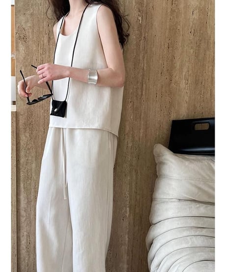 sleeveless tops + easy pants setup /2color　　IR1664