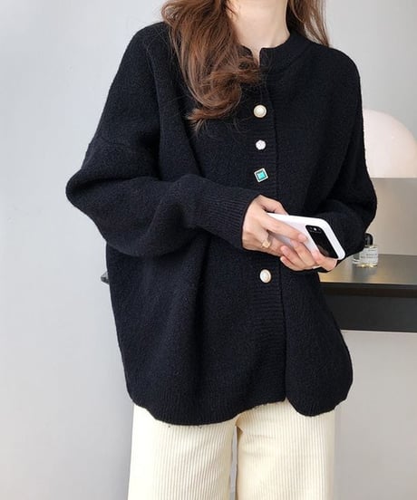jewel button knit cardigan /4color　IR1565