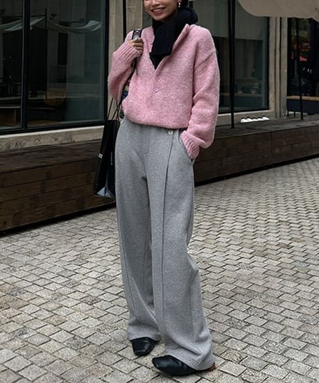 side button tuck wide pants /2color　IR1567