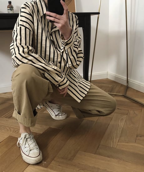 striped cotton shirt　　IR1485