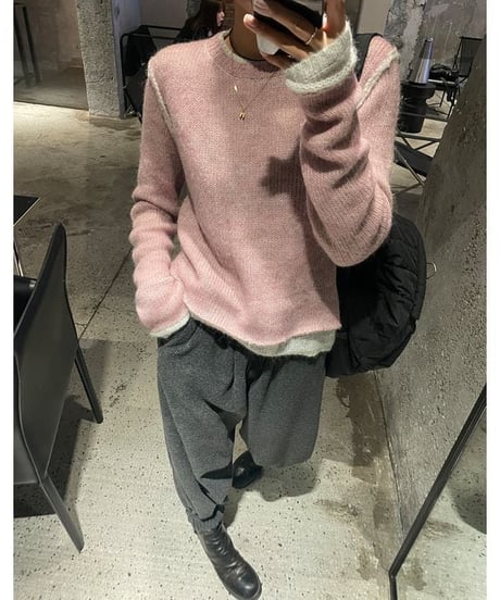 layered design knit tops /2color　　IR1506