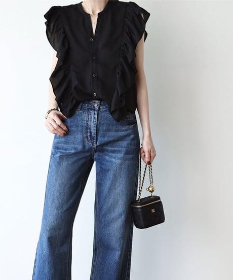 no-sleevele frills blouse　　IR1432