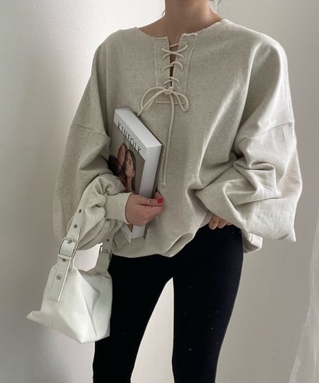 lace up sweat pullover　　IR1483