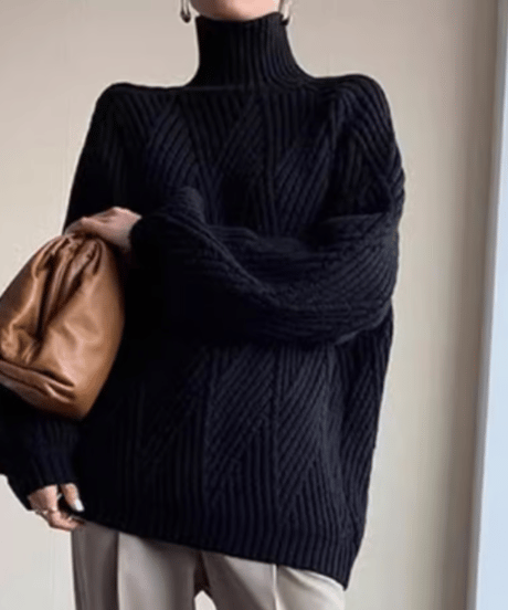 high neck diamond shape knit /2color　　IR1505