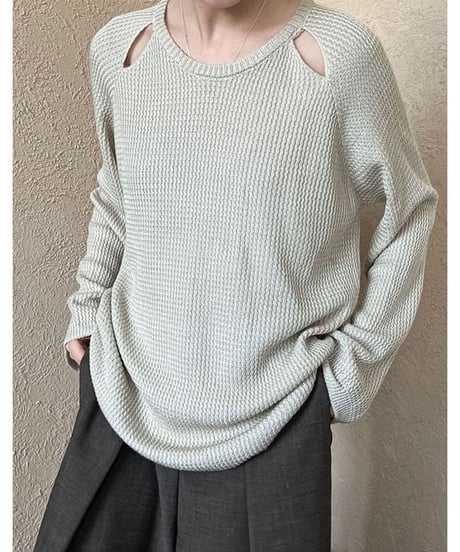 waist mark cutout knit pullover　　IR1457