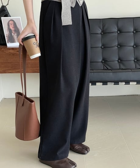 overlap tuck wide pants /2color　　IR1594