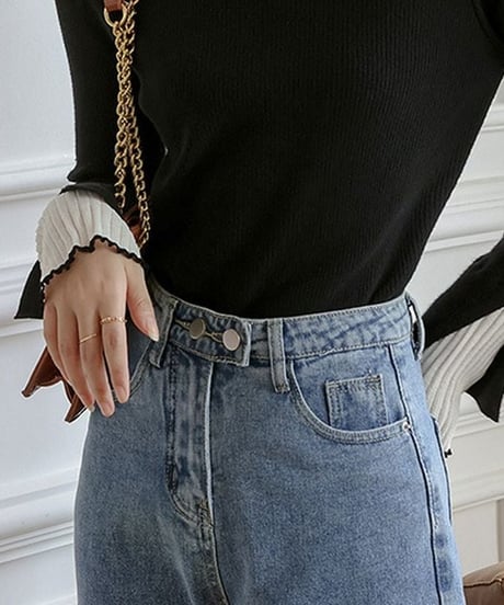 layered high neck ribbed knit /3color　　IR1601