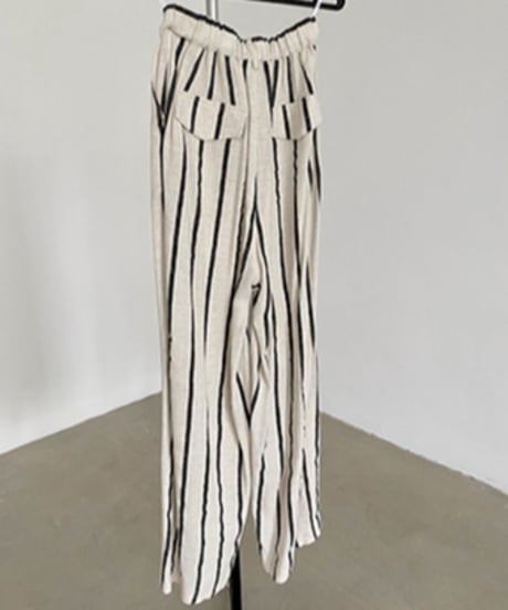 cotton linen striped wide pants　　IR1350