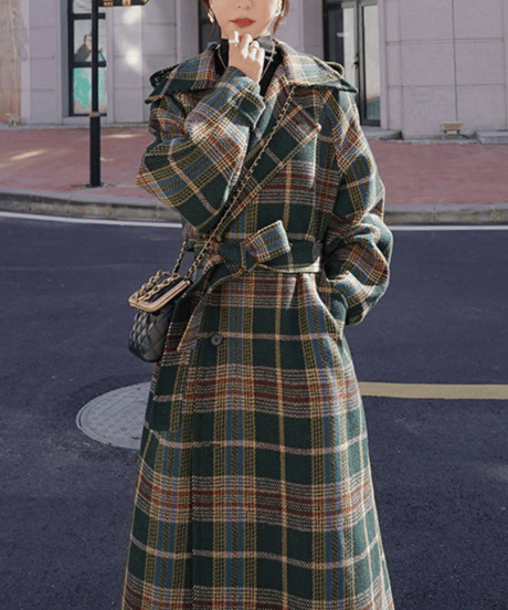 retro check trench coat　　IR1530