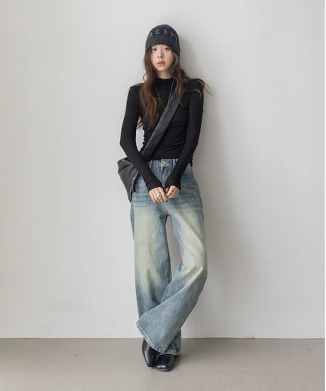 washed wide leg denim　　IR1588