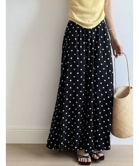 dot pattern flare long skirt /2color　　IR1648