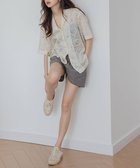 loose jacquard tencel shirt　　IR1445