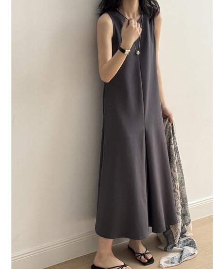 front tuck sleeveless op /2color　　IR1634