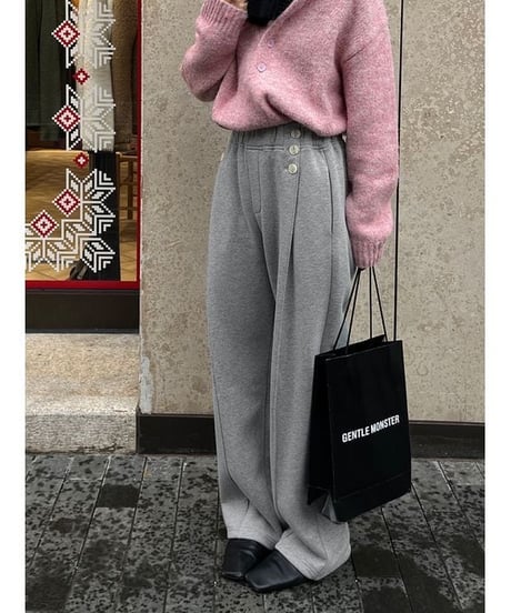 side button tuck wide pants /2color　IR1567